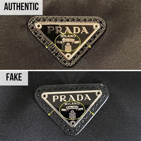 prada logo no triangle runway real or fake|prada logo identification.